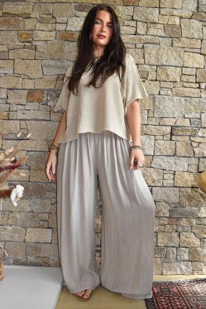 Cyril Crinkelle Wide Leg Pant Mocha